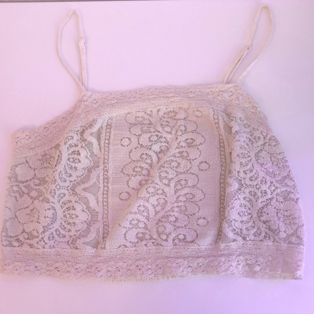 American Eagle Cream Crochet Tank Top